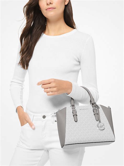 michael kors ciara medium logo and leather satchel